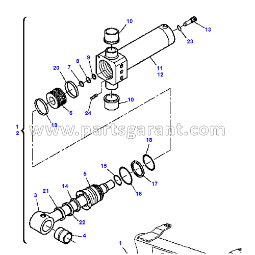 Right rear boom hydraulic cylinder Komatsu WB93R2