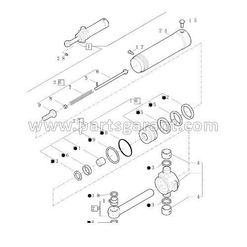 Case 580ST Backhoe Rotation Cylinder