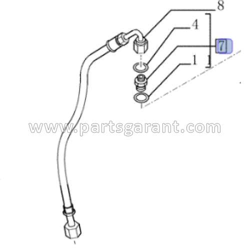 Case 695ST turbocharger oil pipe