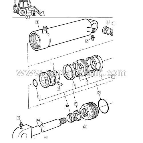 Steering cylinder (2WD) JCB 3CX