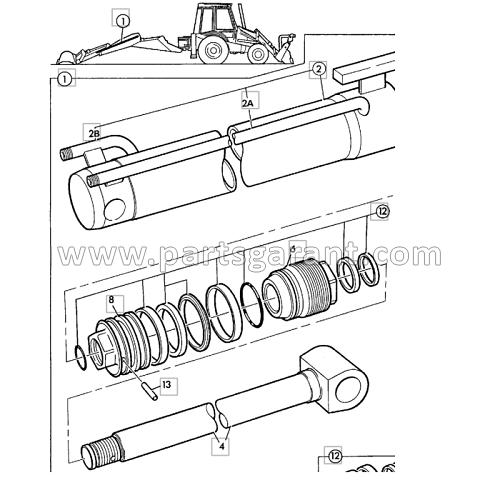 JCB 3CX telescopic boom cylinder