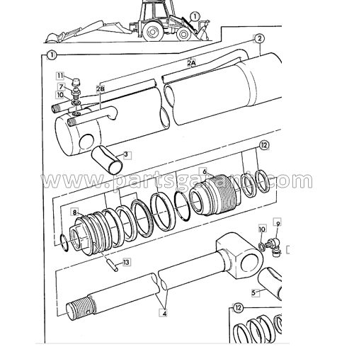 JCB 3CX front shovel hydraulic cylinder