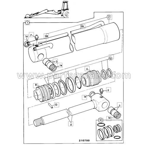 JCB 4CX telescopic boom cylinder