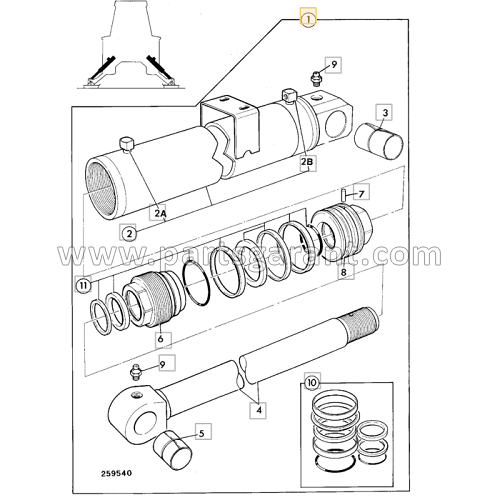 Stabilizer cylinder (centremount) JCB 4CX