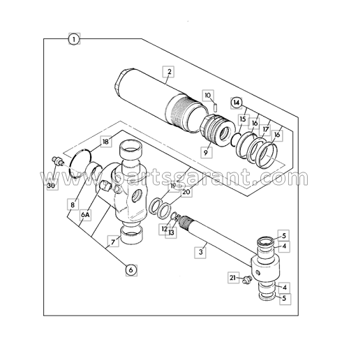 Backhoe rotation cylinder (centremount) JCB 4CX