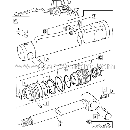 JCB 3CX front shovel hydraulic cylinder