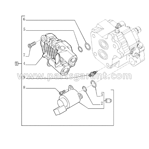 High pressure fuel pump assembly (HPF) Case 580ST