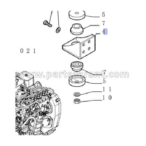 Rear right engine mount bracket New Holland E215