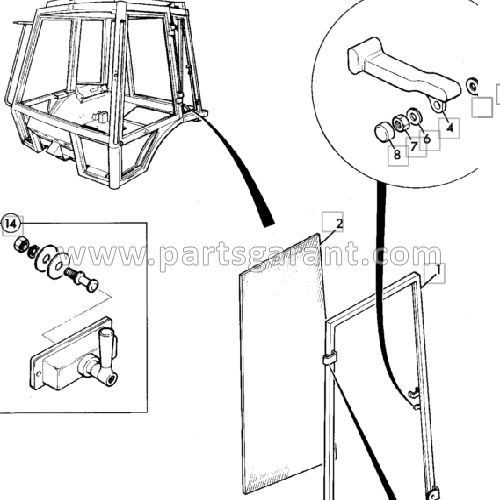 Side window left (up to m443183) JCB 3CX