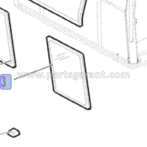 Cabin glass lower left Case 580ST