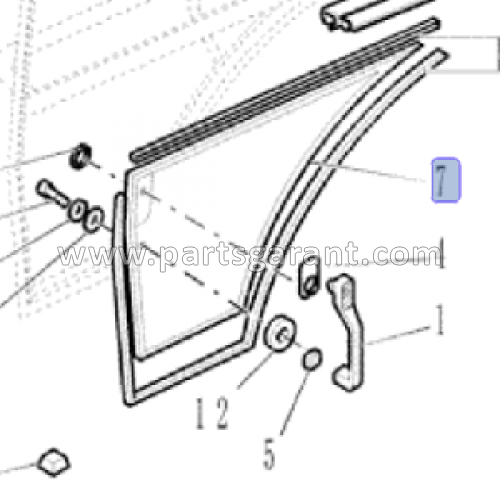 Right door glass New Holland B90B