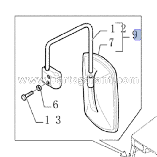 Right rear view mirror New Holland LB110B