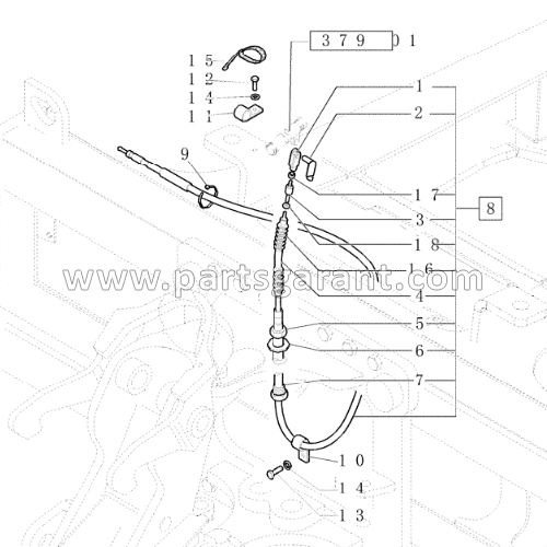 Backhoe fixation cable (mech) New Holland LB110B