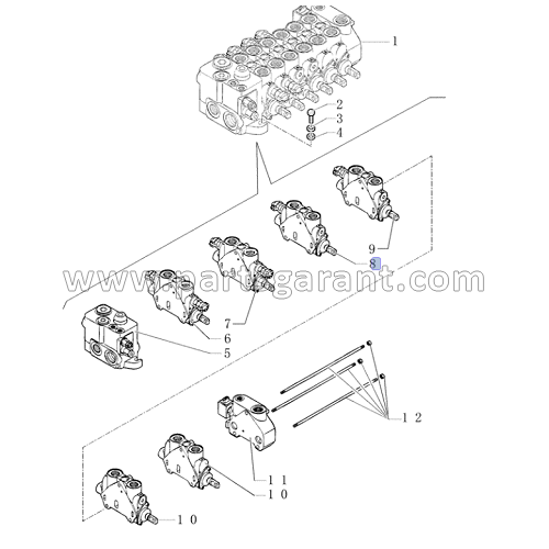 New Holland LB110B hydraulic distributor section