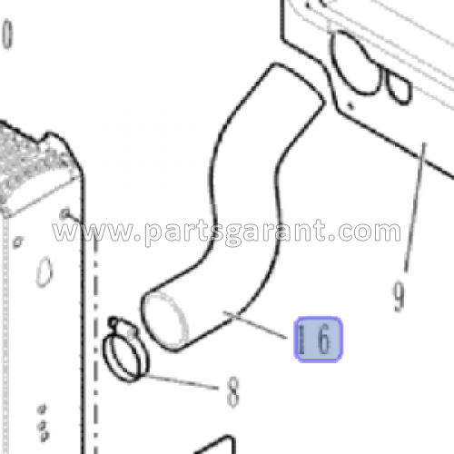 Lower radiator pipe Case 580ST