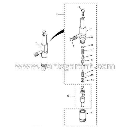 Case CX210 injector assembly