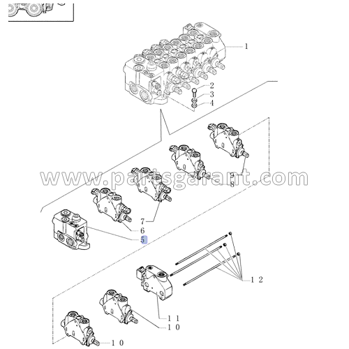 New Holland LB110B hydraulic distributor section