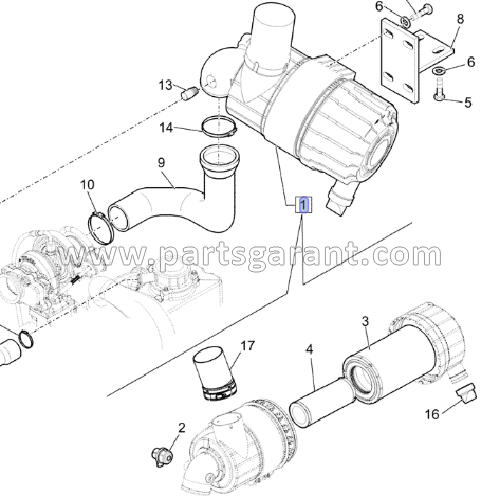 Air filter housing assembly New Holland LB110B