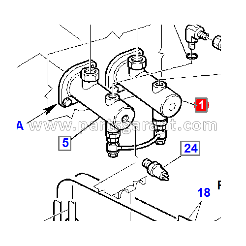 Brake cylinder (right, without sensor space) Komatsu WB93R2