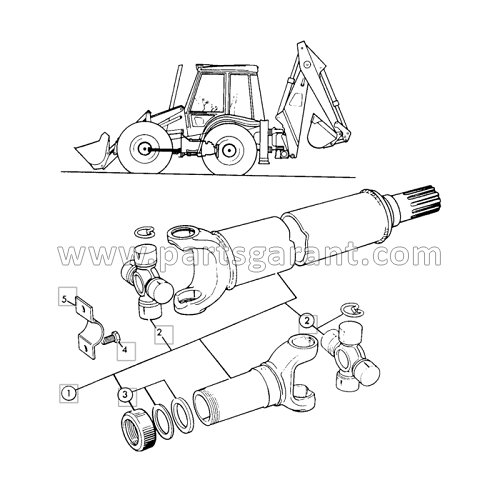 Cardan front axle (4.6 speeds, Powershift) JCB 4CX