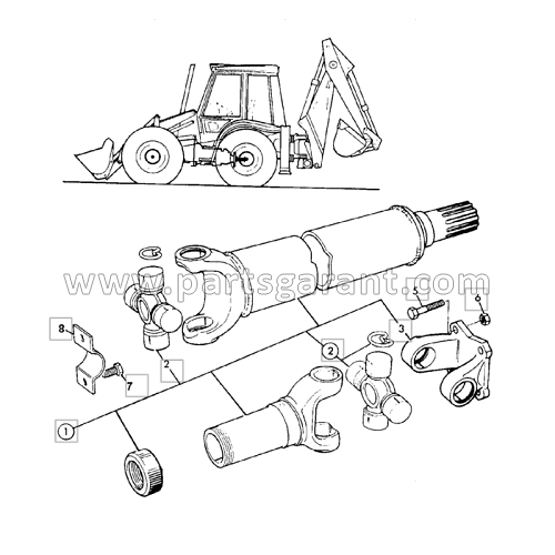 Cardan rear axle (6 speeds, Powershift) JCB 4CX