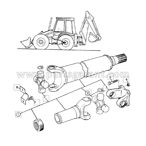 Cardan rear axle (4 speeds, Powershift) JCB 4CX