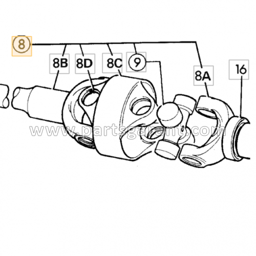 Front axle drive shaft (1287.6 mm) JCB 4CX