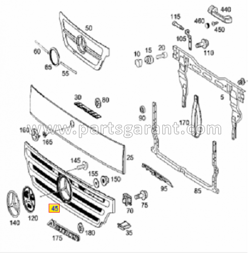 Mercedes-Benz Actros radiator grille