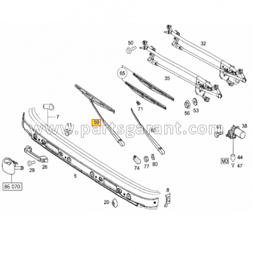 Windshield wiper arm assembly Mercedes-Benz Atego