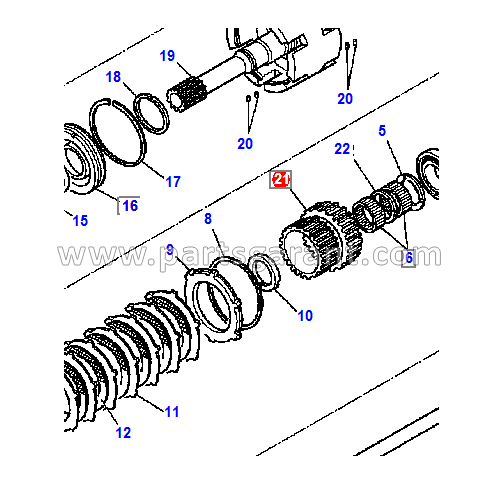 Clutch gear (reverse movement) Komatsu WB93R2