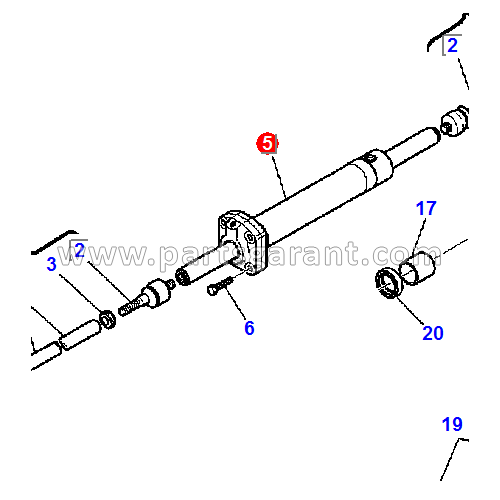 Komatsu WB93R2 power steering cylinder