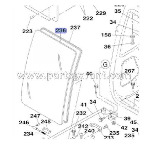 Cabin front glass Case CX210