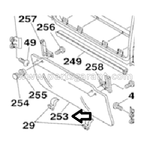 Front lower cab glass Case CX210