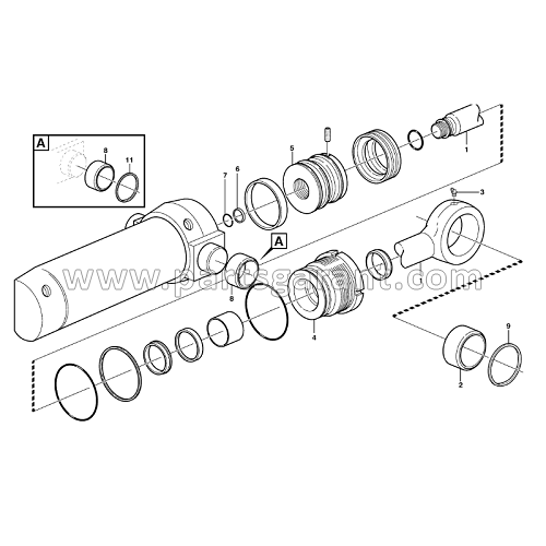 Rear boom swing cylinder Volvo BL61