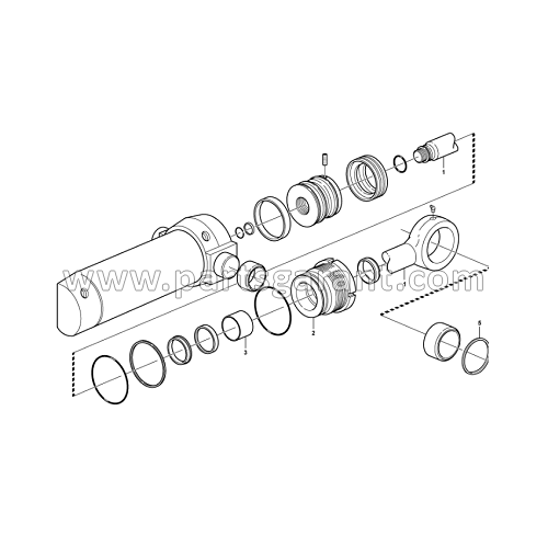 Rear boom swing hydraulic cylinder (E PROD) Volvo BL71