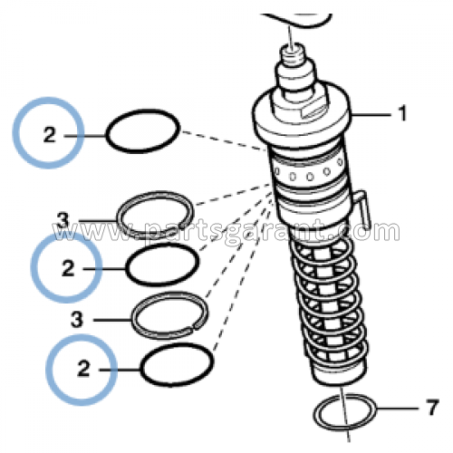 O-ring of the fuel pump in the cylinder head of Volvo BL61