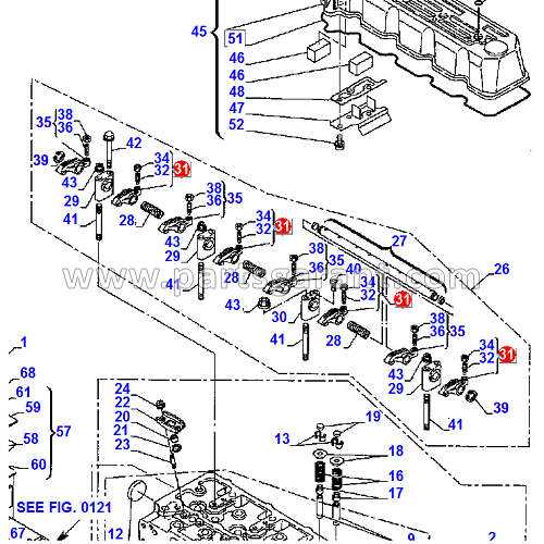 Intake rocker arm Komatsu WB93R2