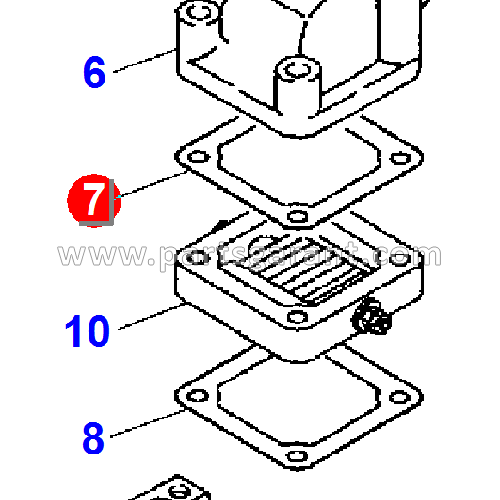 Upper intake manifold pipe gasket Komatsu WB93R2