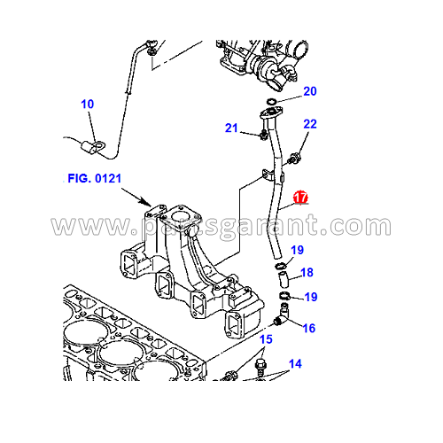 Komatsu WB93R2 turbocharger oil pipe