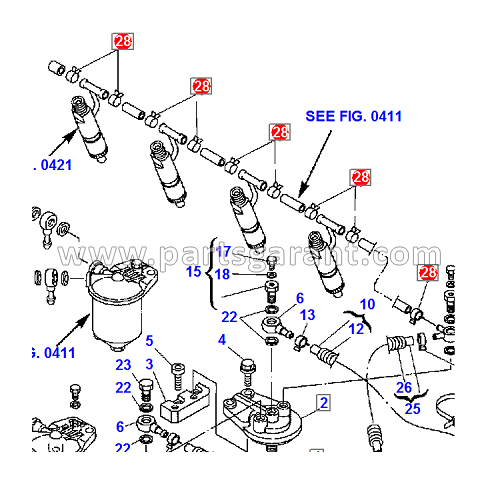 Fitting fuel pipes for Komatsu WB93R2 injectors