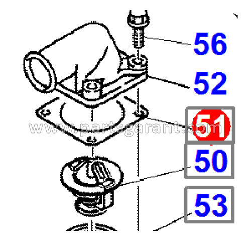 Upper thermostat gasket Komatsu WB93R2