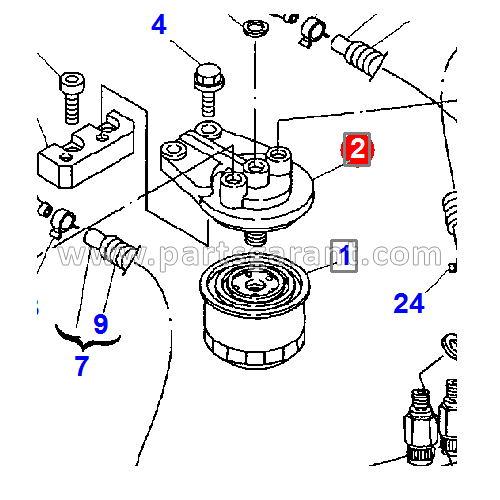 Komatsu WB93R2 fuel filter body