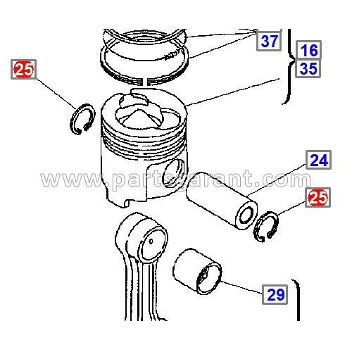 Komatsu WB93R2 Piston Pin Retaining Ring