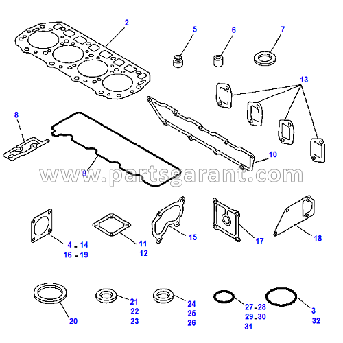 Komatsu WB93R2 Engine Gasket Set