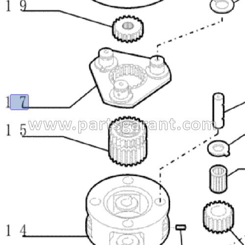 New Holland E215 cab swing gear crosspiece